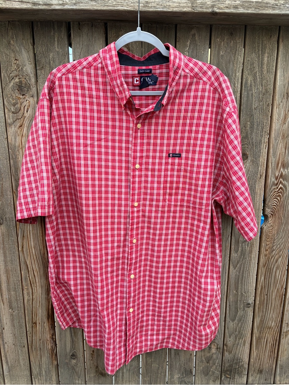 Chaps Red Plaid Short Sleeve Button-Down Shirt Men’s Size XXL